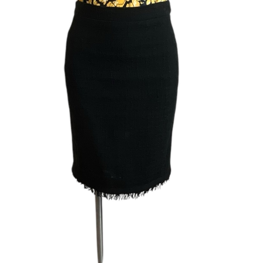 J.Crew Tweed Black Fringe High Waisted‎ A Line Skirt